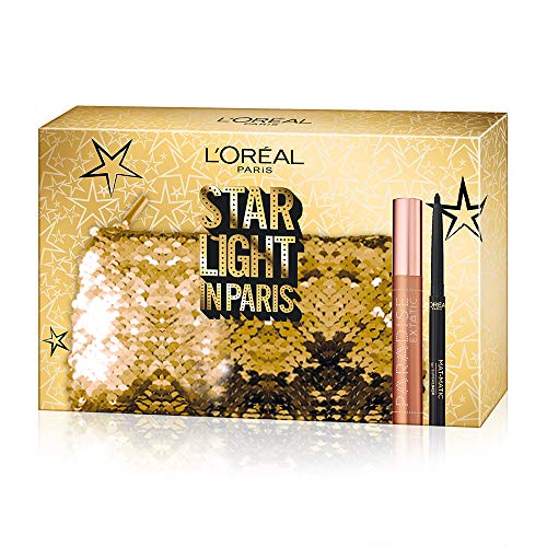 L 'Oréal Paris Makeup Pochette regalo Star Light de Paris, máscara de mesa Paradise y delineador de ojos, Negro mat-matic