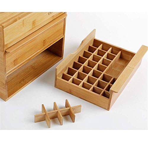 L-YINGZON 88 Ranura de Madera Caja de Aceite Esencial de 3 gradas Junta Interior extraíble con Capacidad 15/10/5 Botellas Ml de bambú Natural (Color: Natural, Tamaño: 26.5X24.5X19CM)