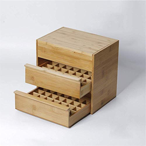 L-YINGZON 88 Ranura de Madera Caja de Aceite Esencial de 3 gradas Junta Interior extraíble con Capacidad 15/10/5 Botellas Ml de bambú Natural (Color: Natural, Tamaño: 26.5X24.5X19CM)