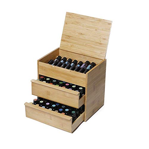 L-YINGZON 88 Ranura de Madera Caja de Aceite Esencial de 3 gradas Junta Interior extraíble con Capacidad 15/10/5 Botellas Ml de bambú Natural (Color: Natural, Tamaño: 26.5X24.5X19CM)