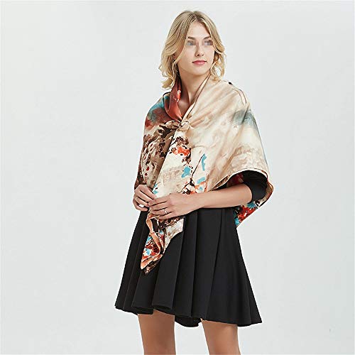 La Bufanda de Seda Tinta de Seda Grande de Agua de la Mujer de la impresión de la Cabeza Bufanda Bufanda Cuadrada de Seda 130 cm para Regalos del día de la Madre Mujeres Grande