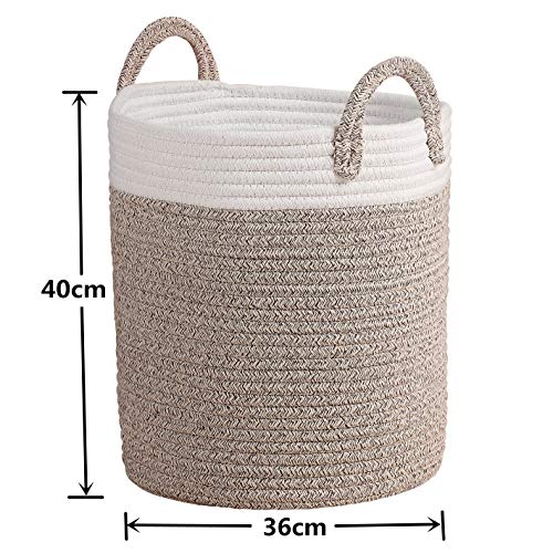 LA JOLIE MUSE Cestos de Lavadora para Ropa Sucia Tejidas en algodón, Grandes H38 x Ø32cm, Toallas de baño, Regalo para Juguetes en Terracota
