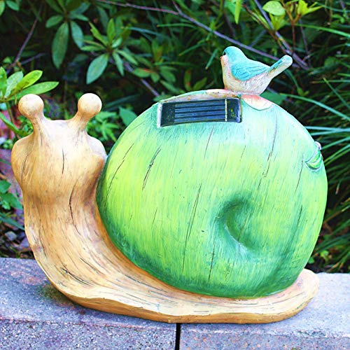 La Jolíe Muse - Figura decorativa de caracol solar- Figura con luces solares para jardín, césped o decoración del hogar, para regalo, 25,4 x 21,6 cm. (Caracol)