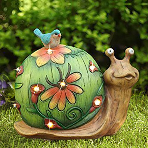 La Jolíe Muse - Figura decorativa de caracol solar- Figura con luces solares para jardín, césped o decoración del hogar, para regalo, 25,4 x 21,6 cm. (Caracol)