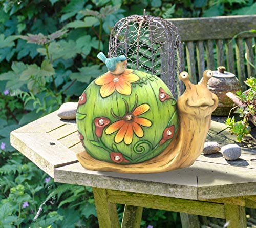 La Jolíe Muse - Figura decorativa de caracol solar- Figura con luces solares para jardín, césped o decoración del hogar, para regalo, 25,4 x 21,6 cm. (Caracol)