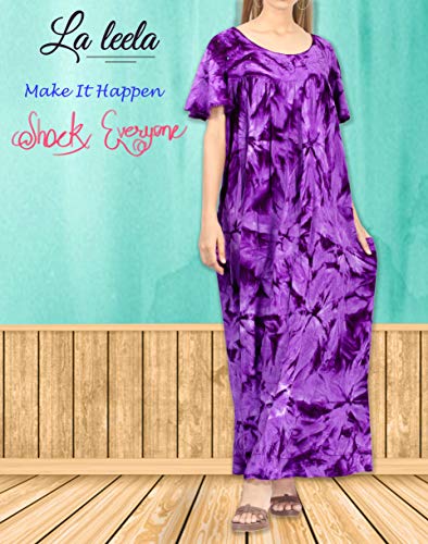 LA LEELA Vestido Corto de la Playa del Tinte del Lazo Bordado de rayón de Las Mujeres ES TAMAÑO: 42 (L) - 48 (XL) Morado_X554