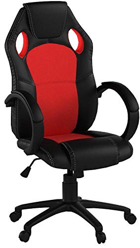 La Silla Española Madrid Silla de Oficina, piel sintética, color rojo, 66x62x120 cm