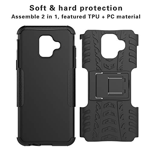Labanema Galaxy A6 2018 Funda, [Heavy Duty] [Doble Capa] [Protección Pesada] Híbrida Resistente Funda Protectora y Robusta para Samsung Galaxy A6 2018 (con 4 en 1 Regalo empaquetado) - Negro