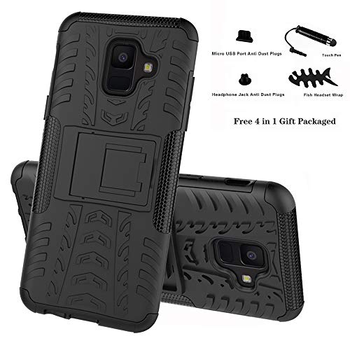 Labanema Galaxy A6 2018 Funda, [Heavy Duty] [Doble Capa] [Protección Pesada] Híbrida Resistente Funda Protectora y Robusta para Samsung Galaxy A6 2018 (con 4 en 1 Regalo empaquetado) - Negro