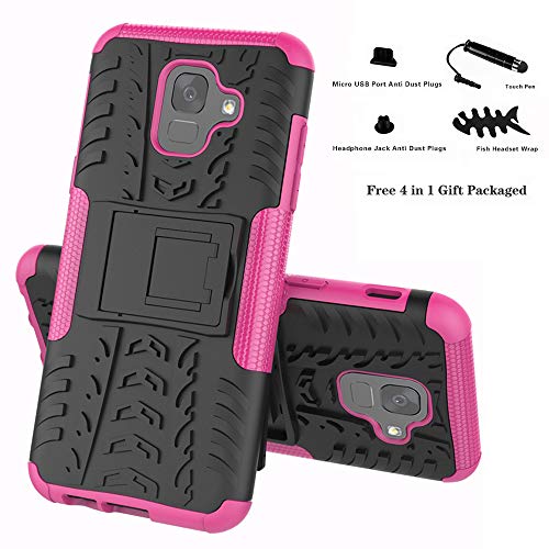 Labanema Galaxy J6 2018 Funda, [Heavy Duty] [Doble Capa] [Protección Pesada] Híbrida Resistente Funda Protectora y Robusta para Samsung Galaxy J6 2018 (con 4 en 1 Regalo empaquetado) - Rosa