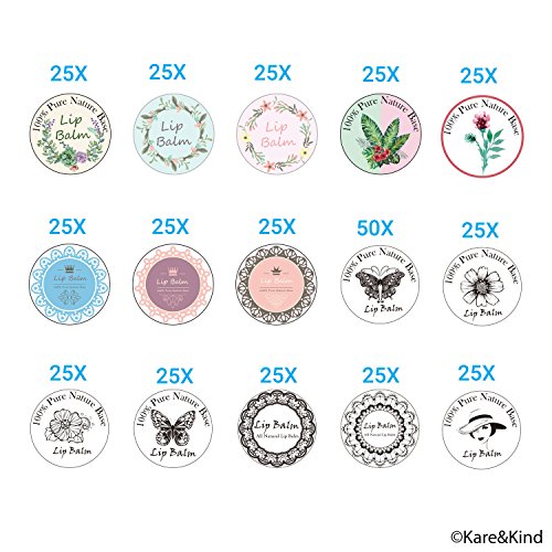 Labels for Lip Balm Container Jars - Value Pack of 600 Stickers - 200 Writable and 400 Printed Stickers - Self Adhesive - Easy to Peel, Apply and Remove - Fineliner Pen Included for Label Writing