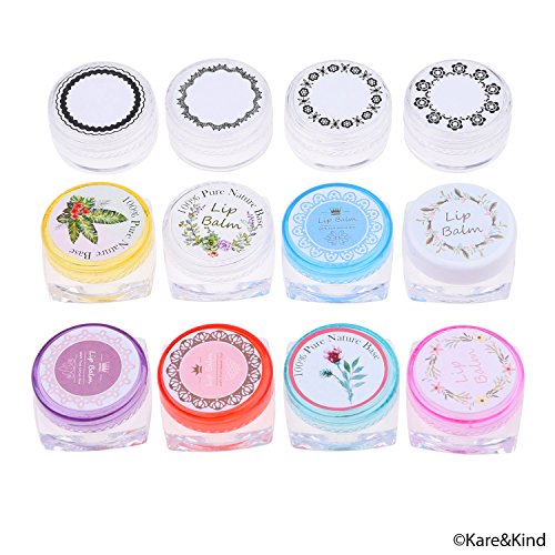 Labels for Lip Balm Container Jars - Value Pack of 600 Stickers - 200 Writable and 400 Printed Stickers - Self Adhesive - Easy to Peel, Apply and Remove - Fineliner Pen Included for Label Writing