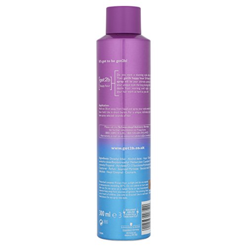 Laca got2b Happy Hour de Schwarzkopf, para fijación extrema, acabados y peinados, producto para peinados de larga duración (24 horas), 6 unidades de 300 ml