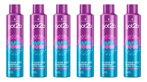 Laca got2b Happy Hour de Schwarzkopf, para fijación extrema, acabados y peinados, producto para peinados de larga duración (24 horas), 6 unidades de 300 ml