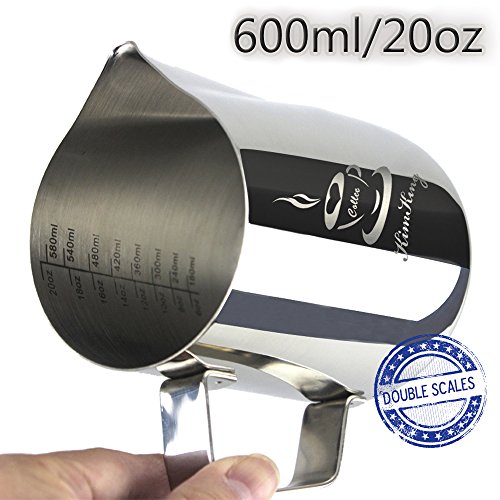 L'acciaio inossidabile latte- 20 oz (600ML) la schiuma di latte lanciatore misurino scale Espresso Cappuccino di Latte Caffè Latte Art