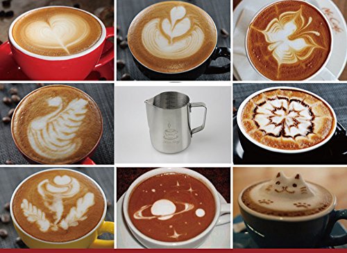 L'acciaio inossidabile latte- 20 oz (600ML) la schiuma di latte lanciatore misurino scale Espresso Cappuccino di Latte Caffè Latte Art