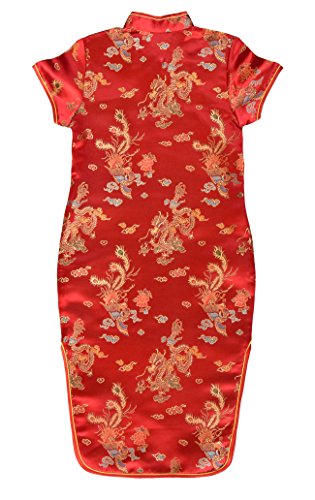 Laciteinterdite Vestido Chino para niña, Qipao tradicionale Rojo Motivo Dragones 4 años