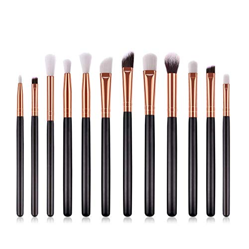Ladud HZSDZ-12-02 Correctores de Polvo de Base sintética Premium Sombras de Ojos Maquillaje 12 Piezas Juego de Pinceles （Negro + Dorado）, Unisex-Adult, One Size
