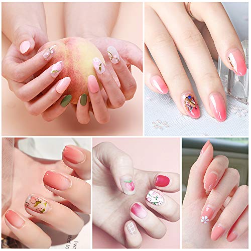 Lagunamoon Esmaltes Semipermanentes en Gel UV LED, Selección de 6 Colores Temáticos de Coleción de Frutas, Esmalte de Uñas Soak off 8ML - Melocotón