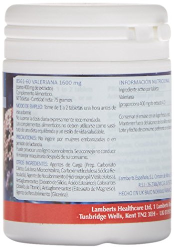 Lamberts Valeriana 1600 mg - 60 Tabletas