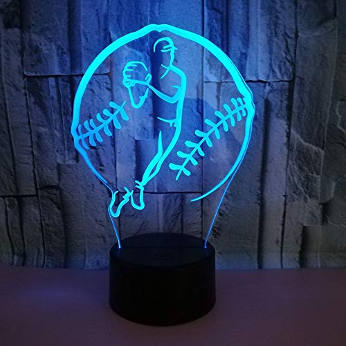 Lámpara de mesa creativa 3d jugando béisbol Usb lámpara 3d toque colorido led visual regalo atmósfera mesa moderna lámpara de mesa