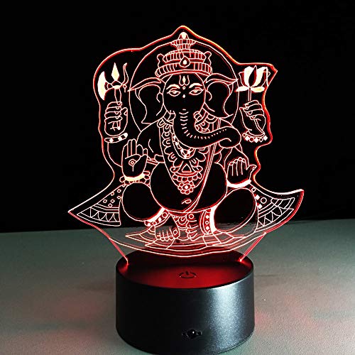 Lámpara de Mesa para Dormitorio de Sala de Estar para niños con lámpara de Cambio Multicolor Elefante Buda decoración de Oficina en casa Barco de Goteo
