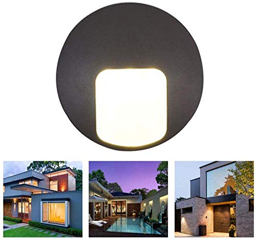 Lámpara de pared moderna, luz de seguridad exterior de aluminio impermeable al aire libre LED, utilizada para sala de estar balcón corredor parque camino, blanco cálido 9W Luz