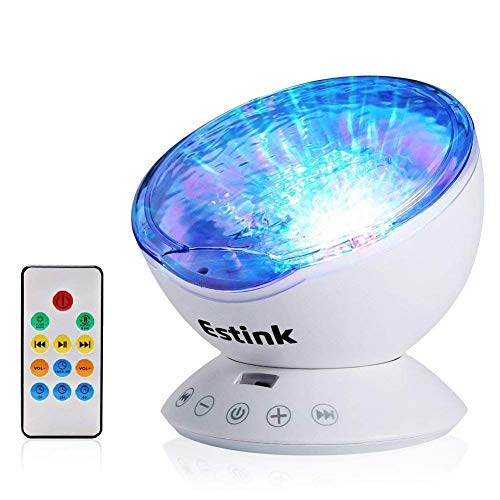 Lámpara de Proyector LED Luz Océano Mando a Distancia Reproductor de Música para Dormitorio de Niños, Fiestas, Regalos y Decoración del Hogar (Upgrated Blanco)