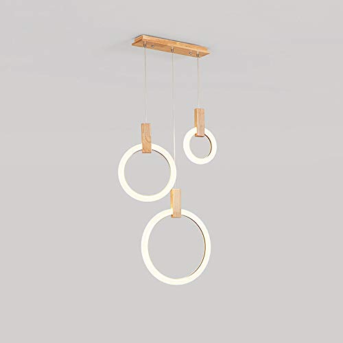 Lámparas colgantes Lámparas de acrílico, Nordic 3 anillos de techo de aluminio cepillado luces pendientes, creativo moderno de la decoración del accesorio de iluminación for el restaurante comedor Coc