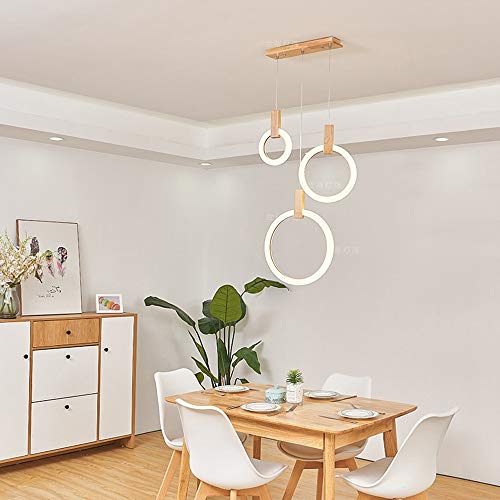 Lámparas colgantes Lámparas de acrílico, Nordic 3 anillos de techo de aluminio cepillado luces pendientes, creativo moderno de la decoración del accesorio de iluminación for el restaurante comedor Coc