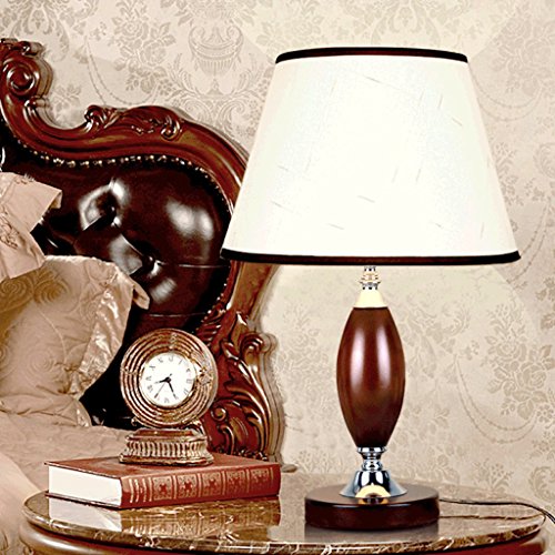 Lámparas de Escritorio Lámparas de Mesa y Mesilla Lámpara de mesa moderna de madera sólida del estilo chino, lámpara simple de la sala de estar del dormitorio Den, lámpara retra de la boda del hotel L