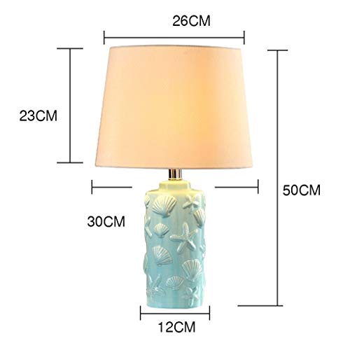 Lámparas de mesa y mesilla de noche Lámpara pastoral del norte de Europa Creative Fashion Mediterranean Shell Lámpara de mesa de cerámica Sala de estar Dormitorio Lámpara de noche Lámparas de escritor
