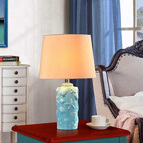 Lámparas de mesa y mesilla de noche Lámpara pastoral del norte de Europa Creative Fashion Mediterranean Shell Lámpara de mesa de cerámica Sala de estar Dormitorio Lámpara de noche Lámparas de escritor