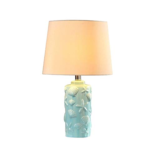 Lámparas de mesa y mesilla de noche Lámpara pastoral del norte de Europa Creative Fashion Mediterranean Shell Lámpara de mesa de cerámica Sala de estar Dormitorio Lámpara de noche Lámparas de escritor