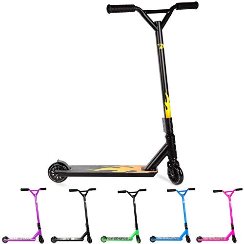 Land Surfer- Patinete de trucos y saltos, Negro / Llama