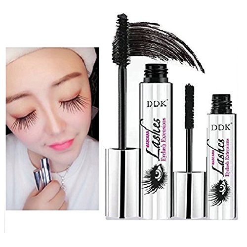 LanLan 2 unids/Pack 4D Rimel Impermeable de Doble Cabeza, Dense Silk Fiber Waterproof máscara de pestañas, Alargar Natural Curl de Regalo
