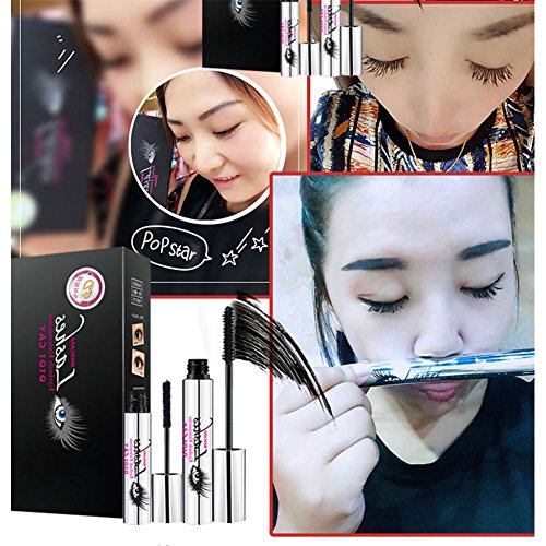 LanLan 2 unids/Pack 4D Rimel Impermeable de Doble Cabeza, Dense Silk Fiber Waterproof máscara de pestañas, Alargar Natural Curl de Regalo