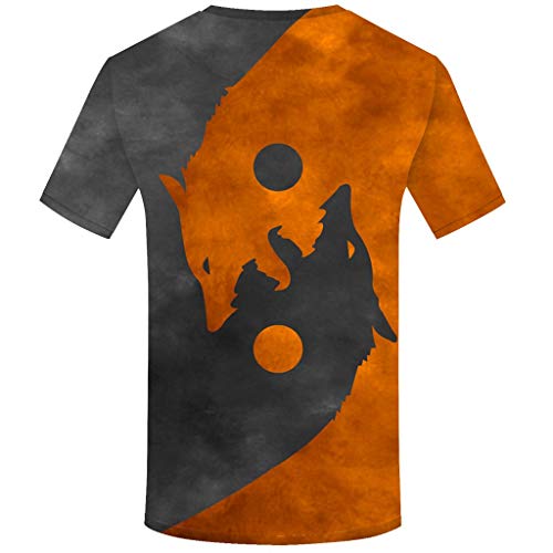 LANSKIRT Camiseta de Manga Corta con Estampado de Cabeza de Lobo Doble para Hombre 2020 Moda, Camisas Casual, Camiseta España Hombre Verano Talla Grande S-XXXL