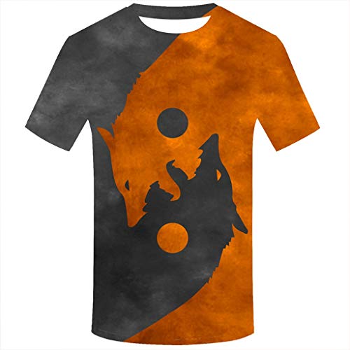 LANSKIRT Camiseta de Manga Corta con Estampado de Cabeza de Lobo Doble para Hombre 2020 Moda, Camisas Casual, Camiseta España Hombre Verano Talla Grande S-XXXL