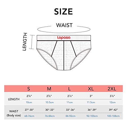 LAPASA Calzoncillo Slip Pack de 4 de Algodón Peinado para Hombre con Soporte Frontal. M04