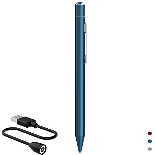 Lápiz Capacitivo con Estación de Carga magnética, Soporte de 30 días de 1,45 mm Punta Fina Universal Compatible con iPhone, iPad, Android, Samsung, Huawei, Surface, Tableta y Smartphone (Azul)
