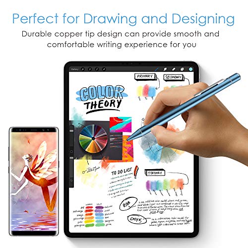 Lápiz Capacitivo con Estación de Carga magnética, Soporte de 30 días de 1,45 mm Punta Fina Universal Compatible con iPhone, iPad, Android, Samsung, Huawei, Surface, Tableta y Smartphone (Azul)