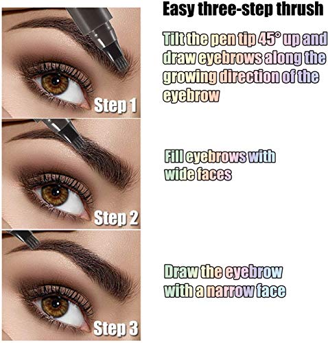 Lapiz de Cejas 2020 nueva colección, Waterproof Cuatro 4 Puntas Tattoo Eyebrow Larga duración Gel Para Maquillaje de Ojos KIT COLORES COMBINADOS (Marrón)