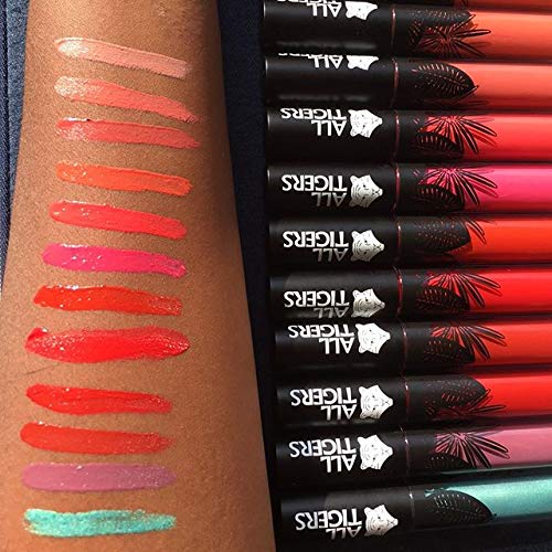 Lápiz Labial Líquido Mate Vegano y Natural - Larga Duración - Color : Rojo Puro"Call Me Queen" 888 - Pintalabios Sin Derivados Petroquímicos - Ingredientes Orgánicos - ALL TIGERS