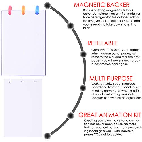 Larcenciel - Bloc de notas para escribir mensajes de oficina y escribir notas en blanco rellenable para la compra, tareas domésticas, 140 x 82 mm