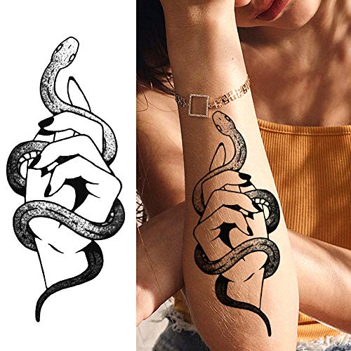 LAROI 10 Hojas Etiqueta Engomada Tatuaje Temporal Ciervo Zorro Negro Adultos Planetas Montaña Flor Geometría Serpiente Falsa Manos Hombre Cadenas Ak Pistola Tatuaje Pegatinas Mujer Tótem Tattoos