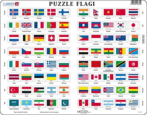 Larsen L2 Rompecabezas de la Bandera, edición en Polaco, Puzzle de Marco con 80 Piezas