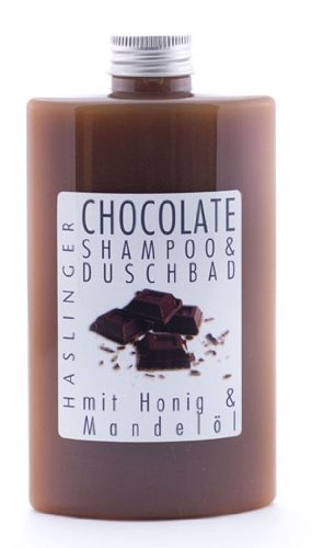Lashuma - Gel de ducha y champú chocolate, baño de ducha con miel auténtica y aceite de almendras en juego de 2 x 200 ml