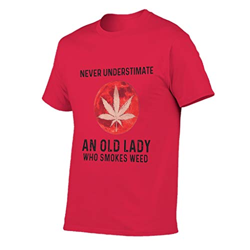 Lässig Camiseta para hombre, diseño con texto en alemán "Spaß Zitat alte Dame raucht Unkraut Druck Retro T-Shirt Hemd Red1 XL