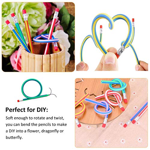 LATERN 80 Piezas Kids Party Bag Set de Relleno, Suave Flexible Bendy lápices y Emoji Smile Erasers Magic Bend Toys School Fun Equipo de papelería Favor Suministros